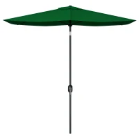 Outsunny Rectangular Outdoor Parasol Market Umbrella with Crank & Push Button Tilt, 6 Ribs, Aluminium Pole, 2 x 3(m), Green(m-10)