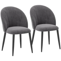 HOMCOM 2er-Set Esszimmerstühle Akzentstühle Küchenstühle, Retrodesign, Samtoptik, 52 cm x 54 cm x 79 cm, Grau(m-11)