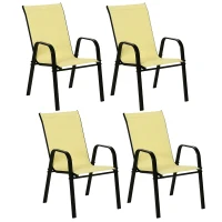Outsunny Set of Four Stackable Mesh Seat Chairs - Beige(m-10)