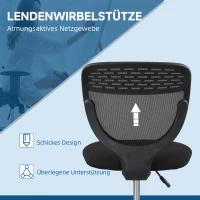 Vinsetto Bureaustoel, Werkstoel, Bureau Stoel, Hoogte Verstelbaar, Gevoerd, Zwart(m-6)