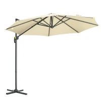 Outsunny Umbrela de Soare pentru Gradina Descentrata cu Inclinare Reglabila si Pivotanta la 360°, Ø293x248cm Alb Crem(m-1)
