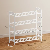 HOMCOM Estantería para Zapatos de Bambú para 12 Pares de Zapatos para Entrada Pasillo Dormitorio 67,5x24,7x72 cm Blanco(m-3)