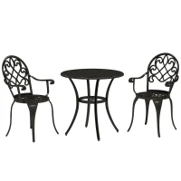 Outsunny Three-Piece Elegant Aluminium Garden Set - Black(m-10)