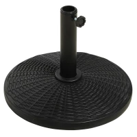 Outsunny Bază pentru Umbrelă cu Stîlpi de Ø38/48 mm din Plastic cu Efect de Ratan, Ø44.5x32 cm, Negru(m-11)