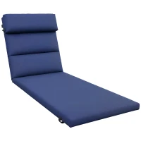 Outsunny Cojín para Tumbona de Algodón 196x63x6 cm con Tela Hidrófuga Cojín de Asiento y Respaldo Azul Oscuro(m-10)