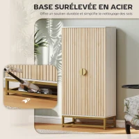 HOMCOM Armoire de cuisine meuble cuisine rangement avec 12 étagères à portes, étagères ajustables, 58x29x119,5cm, blanc(m-8)