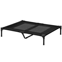PawHut Cama para Mascotas Portátil con Zona de Malla Transpirable y Tela Oxford para Interior Exterior 92x76x18 cm Negro