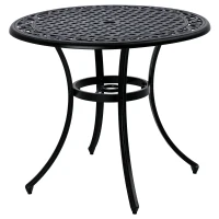 Outsunny Φ90cm Four-Seated Round Aluminium Garden Table, with Parasol Hole(m-10)
