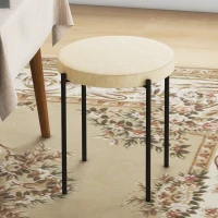 HOMCOM Küchenhocker 4-er Set, stapelbar, Samtoptik, bis 100kg, Metallrahmen, 41,5 x 41,5 x 46 cm, Cremeweiß(m-8)