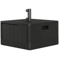 Outsunny Garden Parasol Base Outdoor Umbrella Stand with Wheels Handles, Garden Umbrella Base, Filled Up to 80kg with Stand or 50kg with Water for 38, 48 mm Poles, Black(m-10)