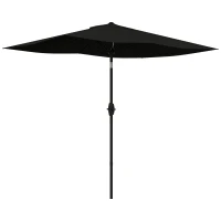 Outsunny 2 x 3(m) Garden Parasol Umbrella, Rectangular Outdoor Market Umbrella Sun Shade with Crank & Push Button Tilt, 6 Ribs, Aluminium Pole, Black(m-10)