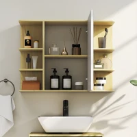 HOMCOM Specchiera Bagno con Armadietto a 2 Ripiani e 6 Vani Aperti, 80x20x59 cm, Legno(m-7)