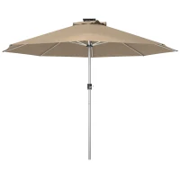 Outsunny 3m Parasol, with Solar-Powered LED Lights - Khaki(m-1)