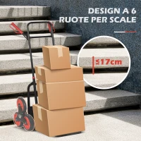 Durhand Carrello Portapacchi Pieghevole 120 kg max con Maniglia Estraibile, 60x45x109 cm, Rosso e Nero(m-5)