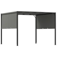 Outsunny 3 X 3 Meters Pergola with Sliding Roof, Garden Gazebo with Adjustable Sun Shade Canopy and Steel Frame, Charcoal Grey(m-1)