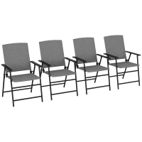 Outsunny Set of Four Folding Rattan Seat Chairs - Grey(m-10)