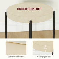 HOMCOM Küchenhocker 4-er Set, stapelbar, Samtoptik, bis 100kg, Metallrahmen, 41,5 x 41,5 x 46 cm, Cremeweiß(m-5)