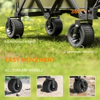 Outsunny Folding Garden Trolley, Cargo Traile on Wheels, Collapsible Camping Trolley, Outdoor Utility Wagon with Steel Frame and Oxford Fabric, Green(m-6)