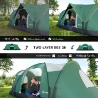 Outsunny 5-6 Man Dome Camping Tent - Dark Green(m-4)