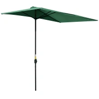 Outsunny Chapéu de Sol Semicircular 230x130x245 cm Chapéu de Sol para Parede com Manivela Proteção UV 30+ e Mastro Metálica Ø38 mm Verde(m-10)