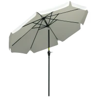 Outsunny 2.7m Patio Parasol Garden Umbrellas Outdoor Sun Shade Table Umbrella with Tilt, Crank, 8 Ribs, Ruffles, White(m-10)