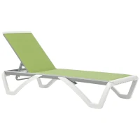 Outsunny Aluminium Frame Sun Lounger, with Adjustable Back - Green(m-10)
