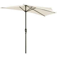 Outsunny Demi parasol parasol de balcon 5 entretoises métal cheminée incluse 2,93 x 1,5 x 2,49 m polyester haute densité crème(m-10)