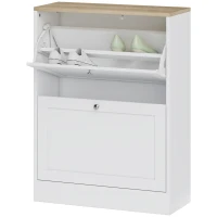 HOMCOM Meuble à chaussures 12 paires, meuble d'entrée avec 2 tiroirs rabattables et étagères réglables, 60 x 23,5 x 80cm, blanc(m-1)