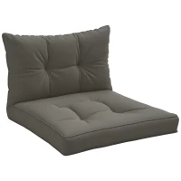 Outsunny 2er-Set Polsterauflage Gartenmöbelsitzkissen Sitzauflage, wetterbeständig, Knopfheftung, 60 x 60 x 10 cm, Grau(m-10)