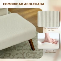 HOMCOM Reposapiés de Salón Taburete Bajo con Asiento Acolchado Patas de Madera para Sala de Estar Dormitorio 69x47x36 cm Beige(m-5)