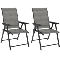Outsunny Set of Two Folding Outdoor Chairs - Black/Grey(m-1)