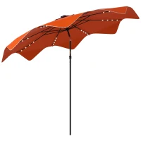 Outsunny Solar Patio Umbrella with LED and Tilt, Outdoor Market Table Umbrella Parasol with Crank, 3 x 3 (m), Orange(m-1)