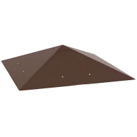 Outsunny 3 x 3(m) Gazebo Canopy Replacement Cover, Garden Gazebo Roof Replacement with Drain Holes, Water-resistant Plastic Coating, 370g/㎡, UPF30+, TOP COVER ONLY, Brown(m-10)