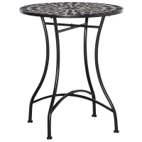 Outsunny Φ60cm Mosaic Outdoor Patio Table - Black(m-1)
