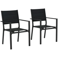 Outsunny Set of Two Aluminium Stacking Garden Chairs - Black(m-10)