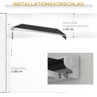 Outsunny Markise, elektrisch/manuell ausfahrbar, Halbkassette, Fernbedienung, Aluminiumrahmen, 4 x 3 m, Grau(m-5)