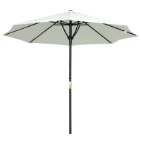 Outsunny Garden 3 m Parasol Umbrella, Outdoor Market Table Umbrella Sun Shade Canopy with 8 Ribs, Easy Push to Open, Cream(m-10)