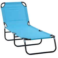 Outsunny Garden Sun Lounger, with Five-Position Back - Light Blue(m-1)