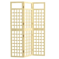 Outsunny 3-Panel Garden Privacy Screen, Freestanding Foldable Wooden Outdoor Divider/Trellis, Decorative Privacy Screen for Garden Patio Pool, 120 x 170 cm, Natural Wood Finish(m-1)