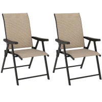 Outsunny Set of Two Folding Outdoor Chairs - Brown/Black(m-10)