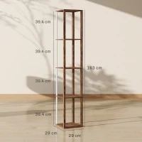 HOMCOM RGB LED Floor Lamp with Shelves, Modern Dimmable Standing Lamp with Remote Control, Adjustable Brightness & Speed for Living Room, Bedroom, Office, Rustic Brown(m-3)