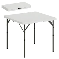 Outsunny 34/74cm Folding Camping Table, with Handle - White(m-10)