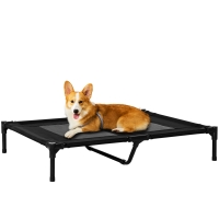 PawHut Lit sur pieds lit pour chien chat lit de camp lit surélevé animaux grand confort tissu Oxford textilène micro-perforé métal 92L x 76l x 18H cm noir