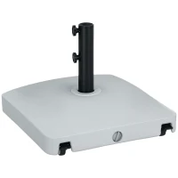 Outsunny Garden Parasol Base Holder, 24kg Water or 30kg Sand Filled, Outdoor Market Umbrella Stand Weight with Wheels and Brakes, Grey(m-10)