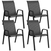 Outsunny Four-Piece Stacking Rattan Garden Seat Set - Grey(m-10)