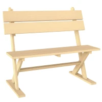 Outsunny 2 Seater Wooden Garden Bench, Fir Wood Outdoor Bench, Garden Loveseat with Slatted Seat, Sloping Back and Wide Feet for Patio, Park, Natural Wood Finish(m-10)