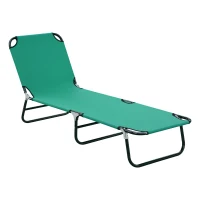 Outsunny Bain de soleil chaise longue pliante inclinable en tissu Oxford pour plage camping piscine 188 x 56 x 28 cm vert foncé(m-10)
