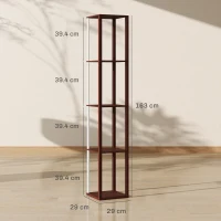 HOMCOM RGB LED Floor Lamp with Shelves, Modern Dimmable Standing Lamp with Remote Control, Adjustable Brightness & Speed for Living Room, Bedroom, Office, Brown(m-3)