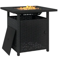 Outsunny 72.5 x 72.5cm 50,000 BTU Fire Pit Table, with Cover - Black(m-10)