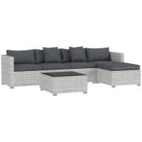 Outsunny 6 Pieces Rattan Corner Sofa Set - Mixed Grey(m-1)